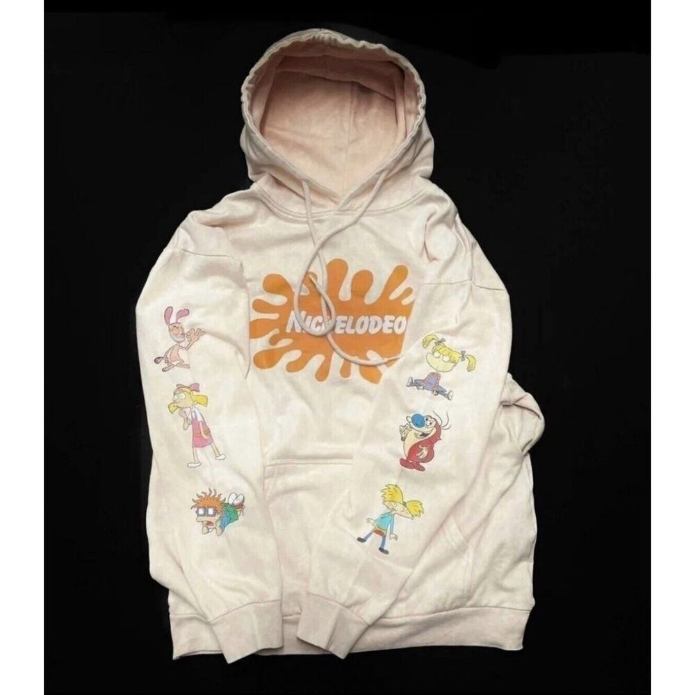 Nickelodeon Hoodie Sz XL Hey Arnold Rugrats Ren Stimpy Sweatshirt 90s Cartoons
